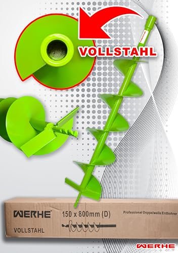 WERHE Erdbohrer für Bohrer mit Adapter 25 mm auf 20 mm ⌀150 mm, Länge 80 cm - Brunnenbohrer, Baumpflanzbohrer, Erdbohrer, Pfahlbohrer, Dükerbohrer - Image 3